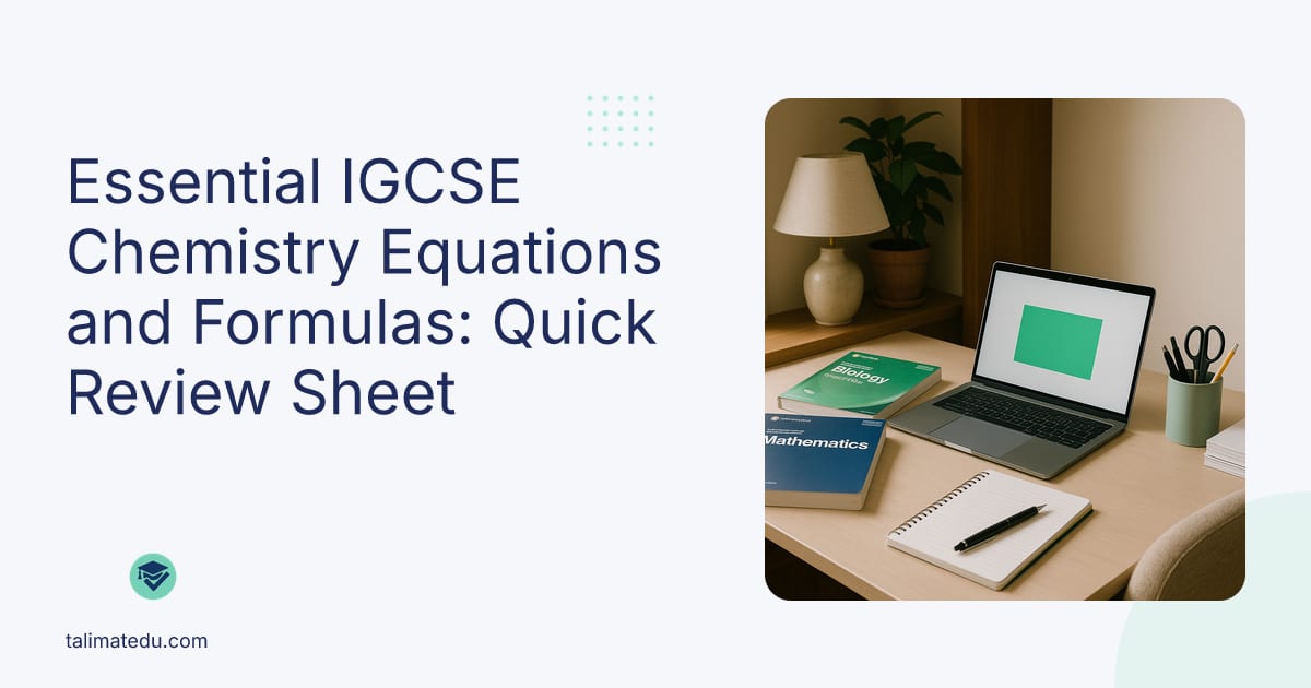 Essential IGCSE Chemistry Equations and Formulas: Quick Review Sheet