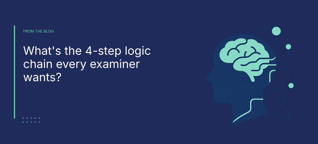 What's the 4-step logic chain every examiner wants?